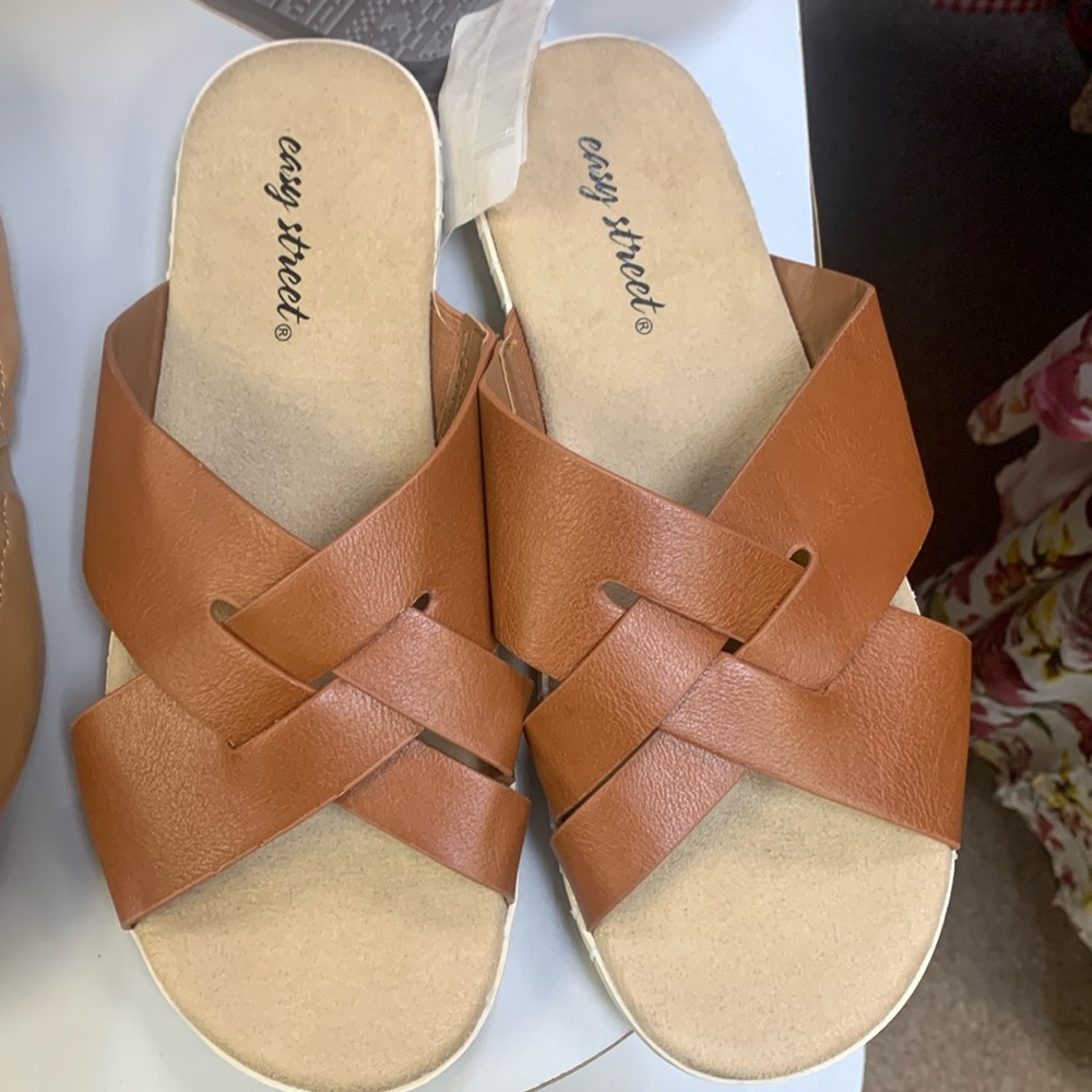 Caramel brown leather sandals